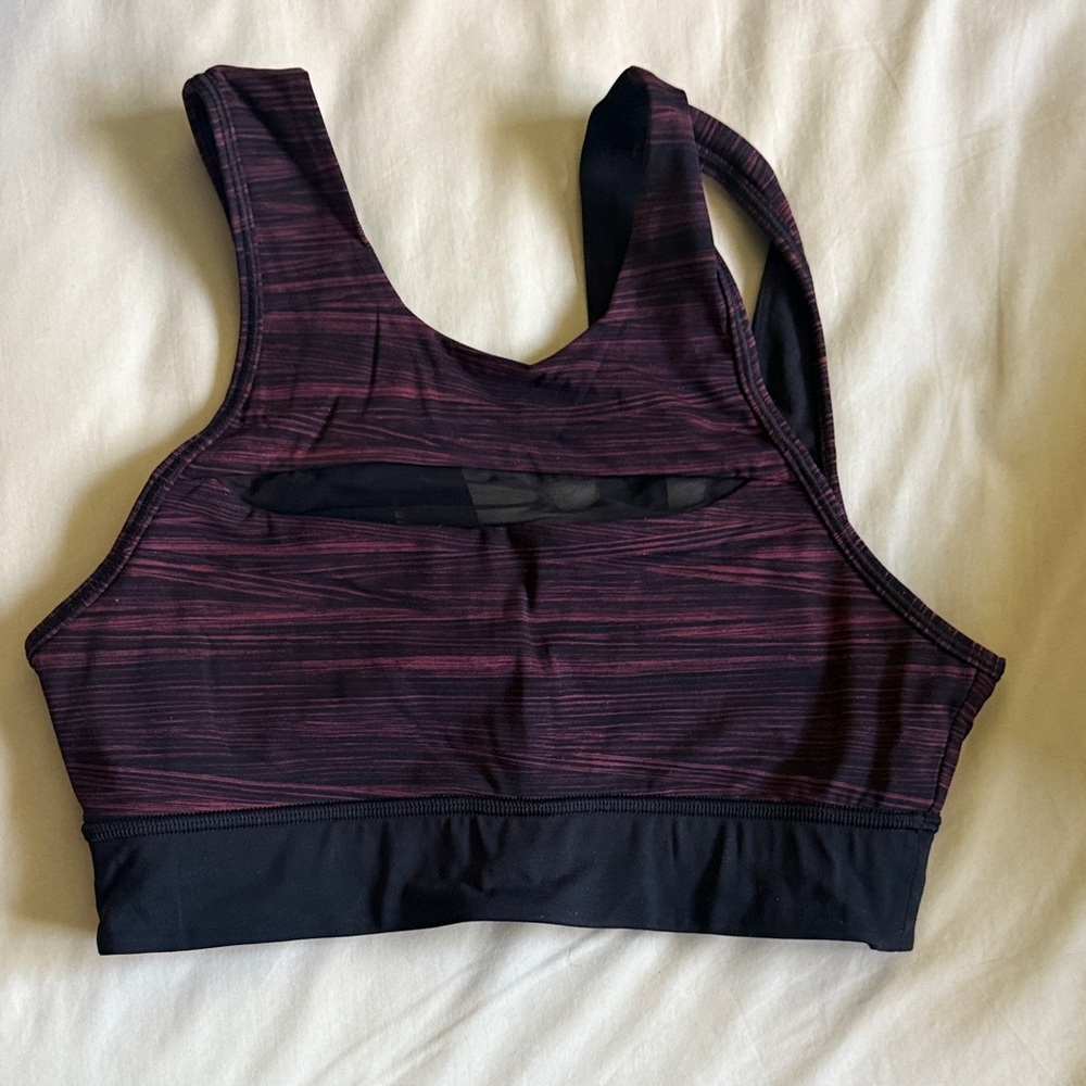 Lululemon Athletica Black and Pink Striped Sports Bra